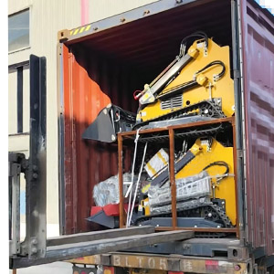 mini skid steer packed in container